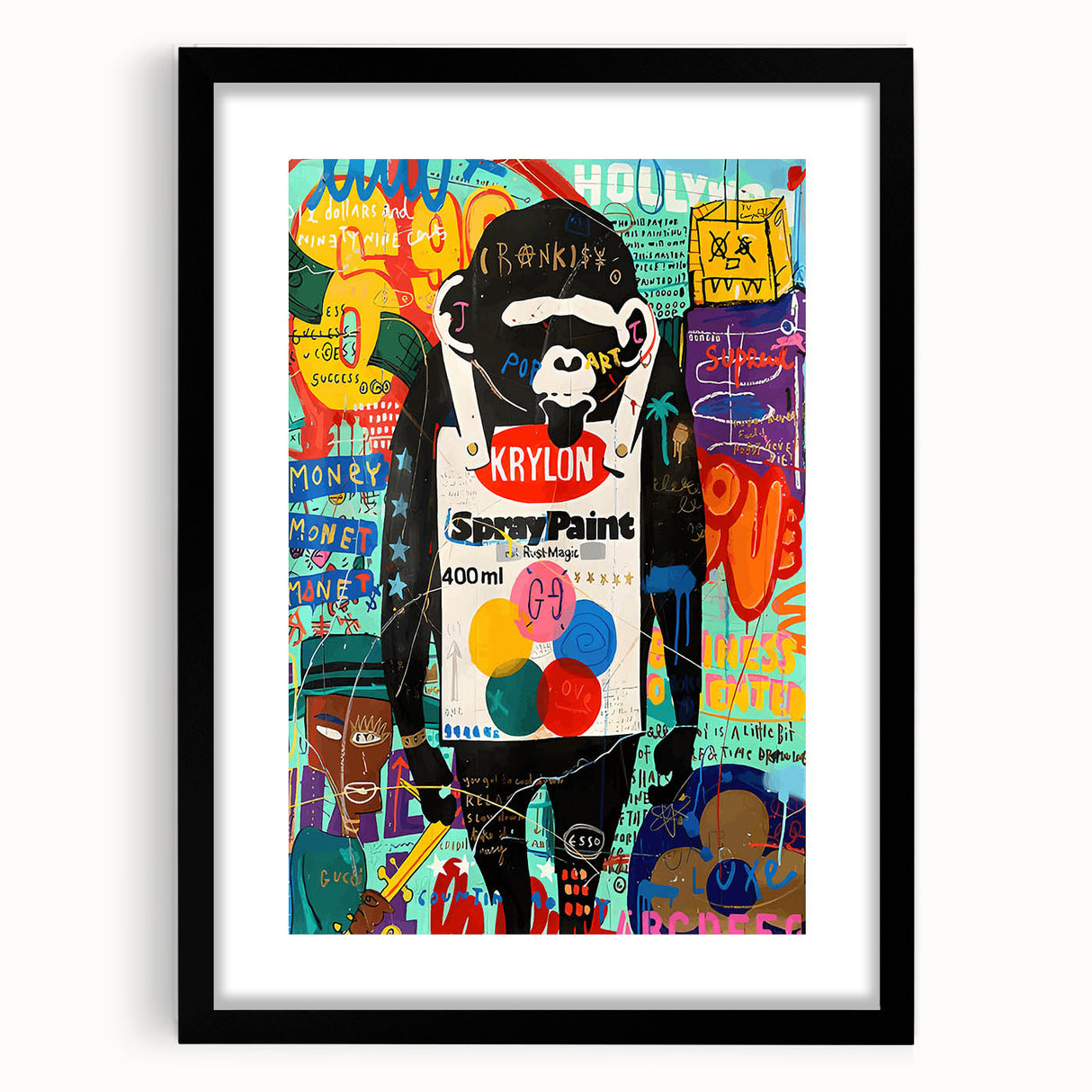 Vibrant Pop Art Wall Art – Colorful Spray Paint Monkey Canvas