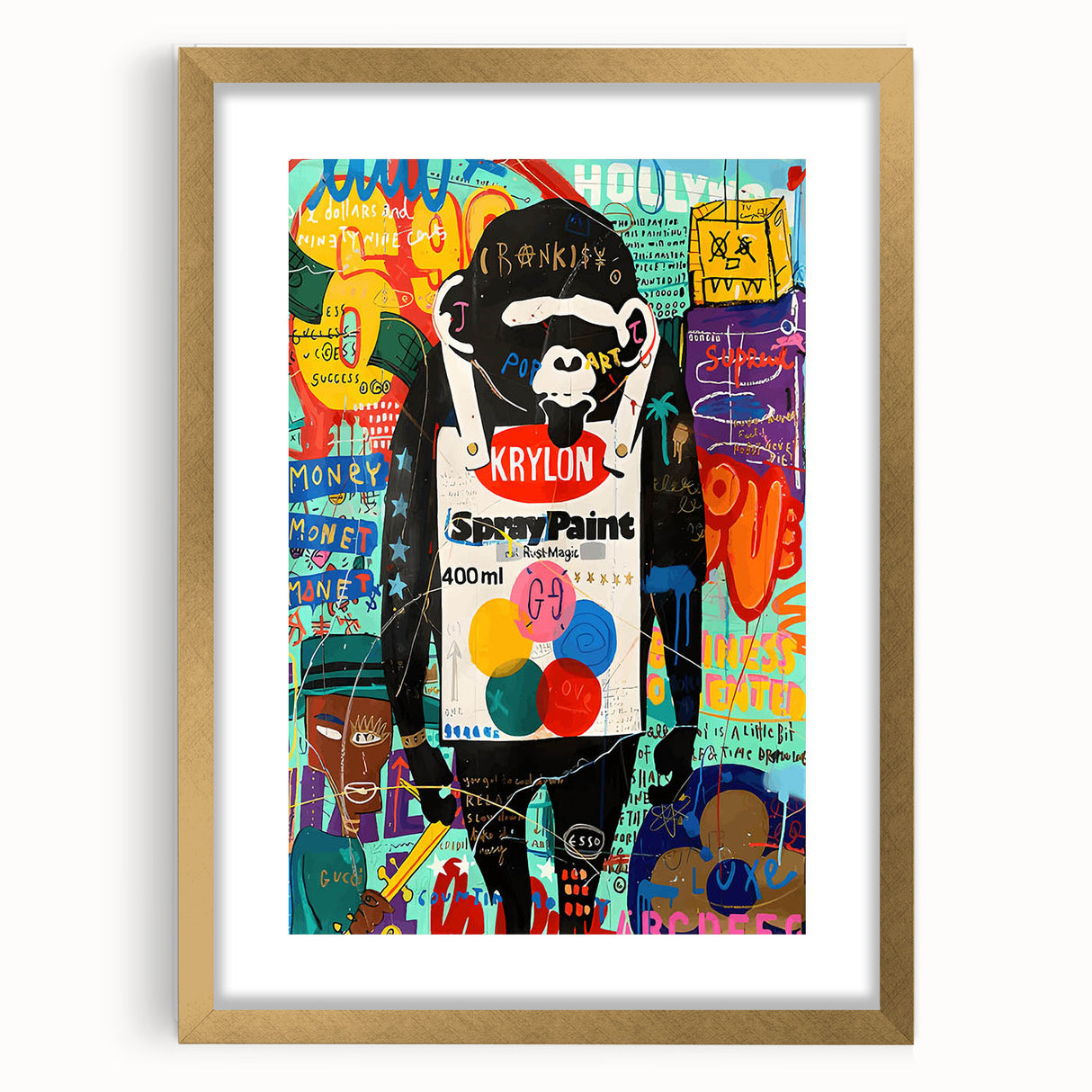 Vibrant Pop Art Wall Art – Colorful Spray Paint Monkey Canvas