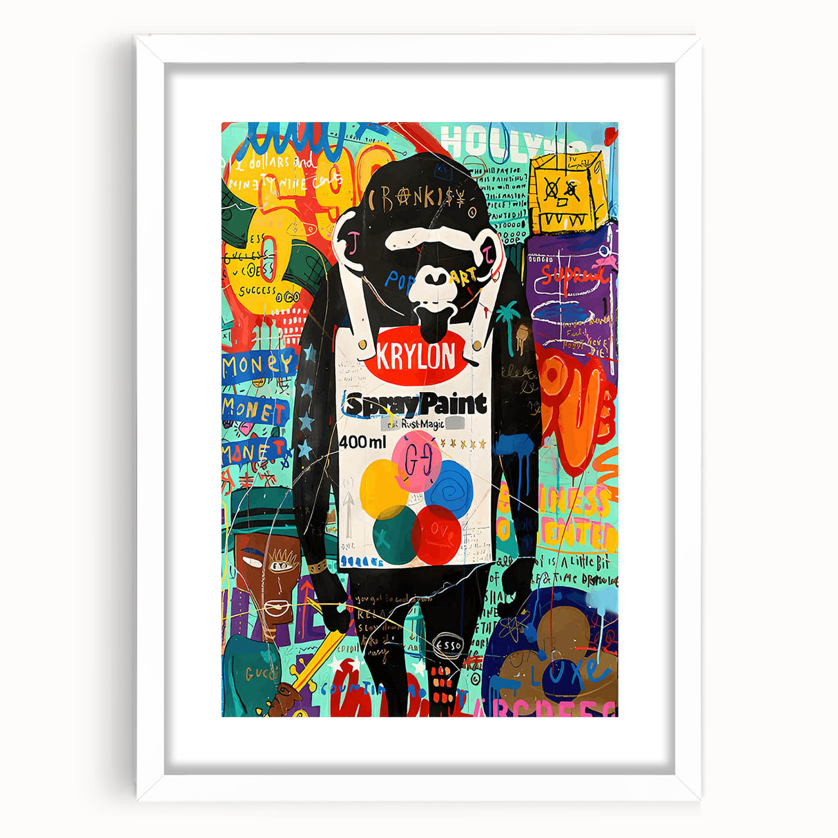 Vibrant Pop Art Wall Art – Colorful Spray Paint Monkey Canvas