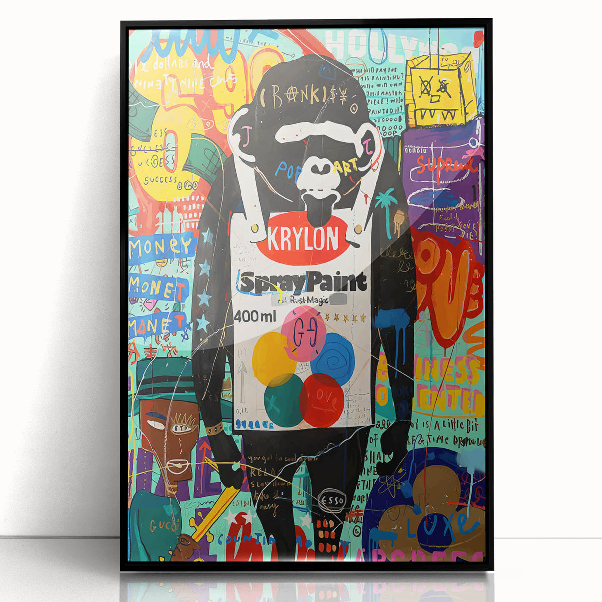 Vibrant Pop Art Wall Art – Colorful Spray Paint Monkey Canvas