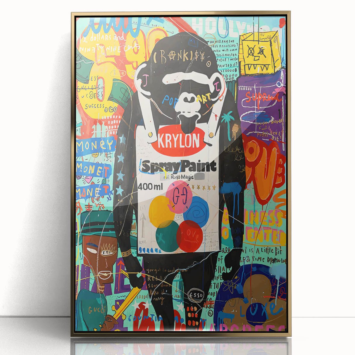 Vibrant Pop Art Wall Art – Colorful Spray Paint Monkey Canvas