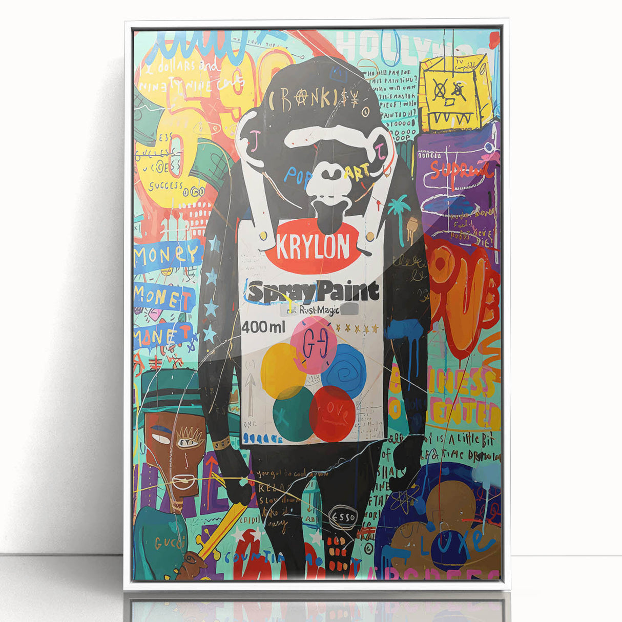 Vibrant Pop Art Wall Art – Colorful Spray Paint Monkey Canvas