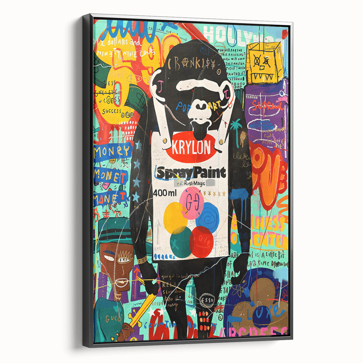 Vibrant Pop Art Wall Art – Colorful Spray Paint Monkey Canvas