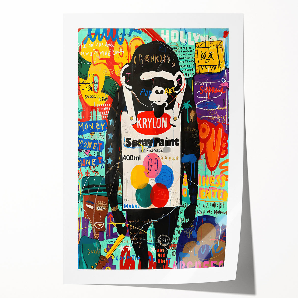 Vibrant Pop Art Wall Art – Colorful Spray Paint Monkey Canvas