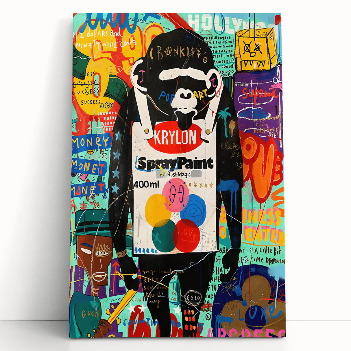 Vibrant Pop Art Wall Art – Colorful Spray Paint Monkey Canvas