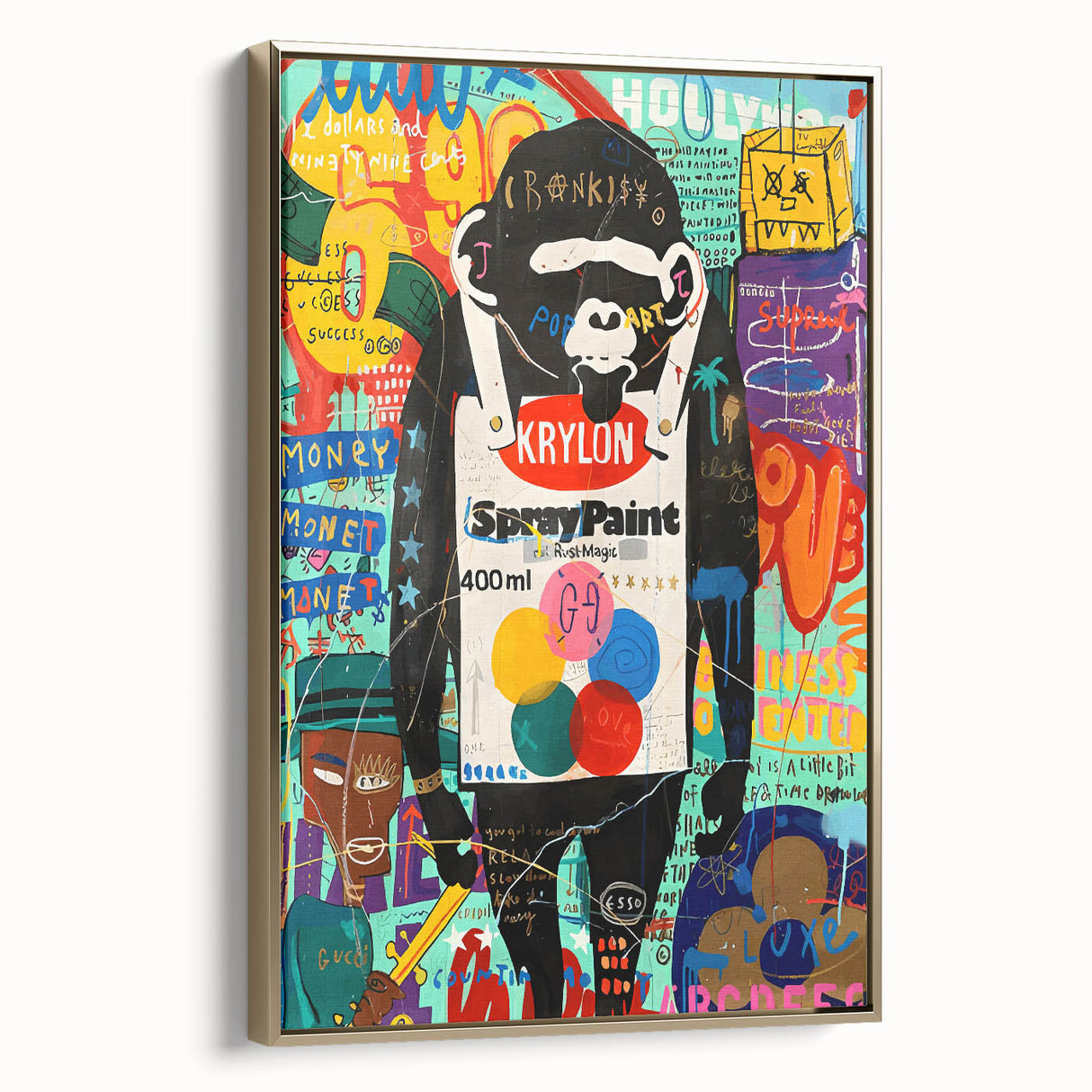 Vibrant Pop Art Wall Art – Colorful Spray Paint Monkey Canvas