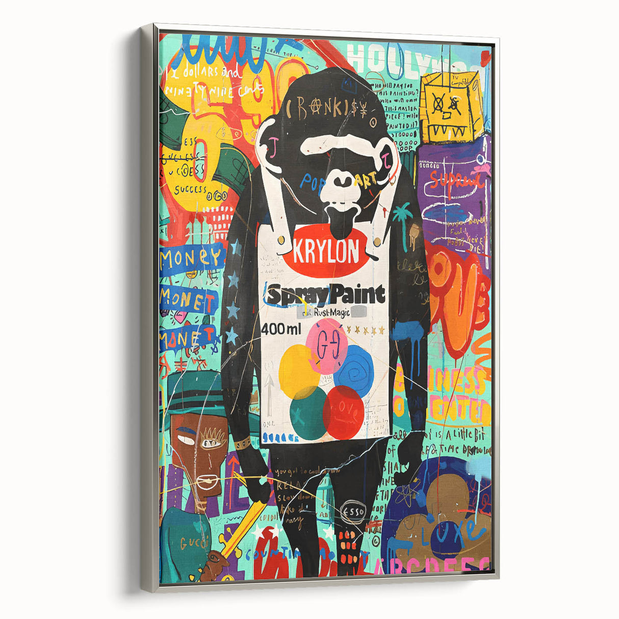 Vibrant Pop Art Wall Art – Colorful Spray Paint Monkey Canvas