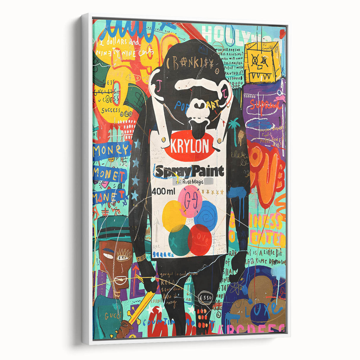 Vibrant Pop Art Wall Art – Colorful Spray Paint Monkey Canvas