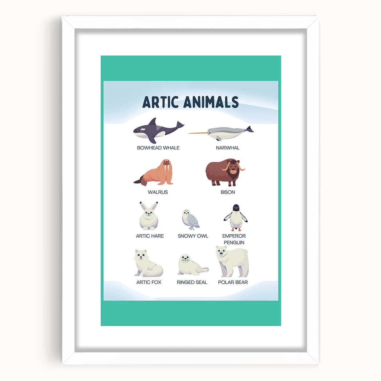 Arctic Animals Kids Educational Wall Art - Learning Print