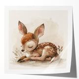 Adorable Sleeping Deer - Kids Room Wall Art Canvas and Framed Options