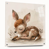 Adorable Sleeping Deer - Kids Room Wall Art Canvas and Framed Options