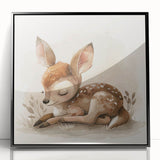 Adorable Sleeping Deer - Kids Room Wall Art Canvas and Framed Options