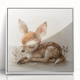Adorable Sleeping Deer - Kids Room Wall Art Canvas and Framed Options