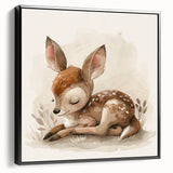 Adorable Sleeping Deer - Kids Room Wall Art Canvas and Framed Options