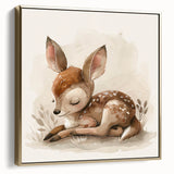 Adorable Sleeping Deer - Kids Room Wall Art Canvas and Framed Options