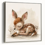 Adorable Sleeping Deer - Kids Room Wall Art Canvas and Framed Options