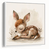 Adorable Sleeping Deer - Kids Room Wall Art Canvas and Framed Options
