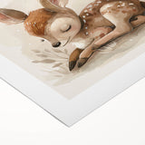 Adorable Sleeping Deer - Kids Room Wall Art Canvas and Framed Options