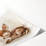Adorable Sleeping Deer - Kids Room Wall Art Canvas and Framed Options