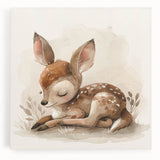 Adorable Sleeping Deer - Kids Room Wall Art Canvas and Framed Options