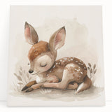 Adorable Sleeping Deer - Kids Room Wall Art Canvas and Framed Options