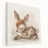 Adorable Sleeping Deer - Kids Room Wall Art Canvas and Framed Options