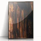 Mid-century modernist art depicting autumn leaves in warm orange tones, framed in silver acrylic.