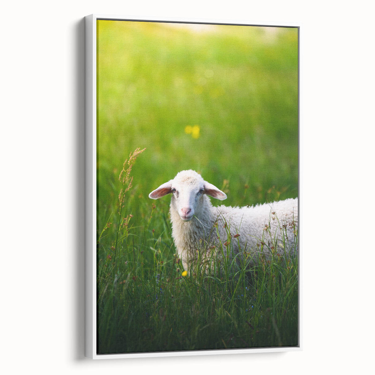 Vintage poster art of spring themes in vibrant colors on a large framed canvas, ideal for living room decor.