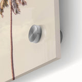 Large abstract wall art in vibrant orange and yellow tones on acrylic glass, suitable for dining room ambiance.