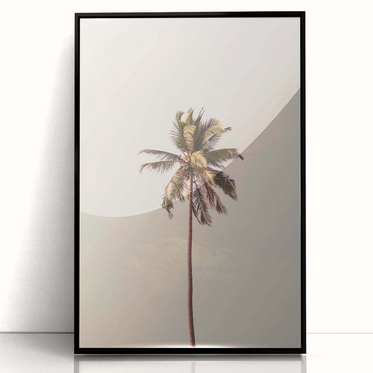 Large abstract wall art in mid-century modernist style, featuring vibrant summer colors on a black framed acrylic print.