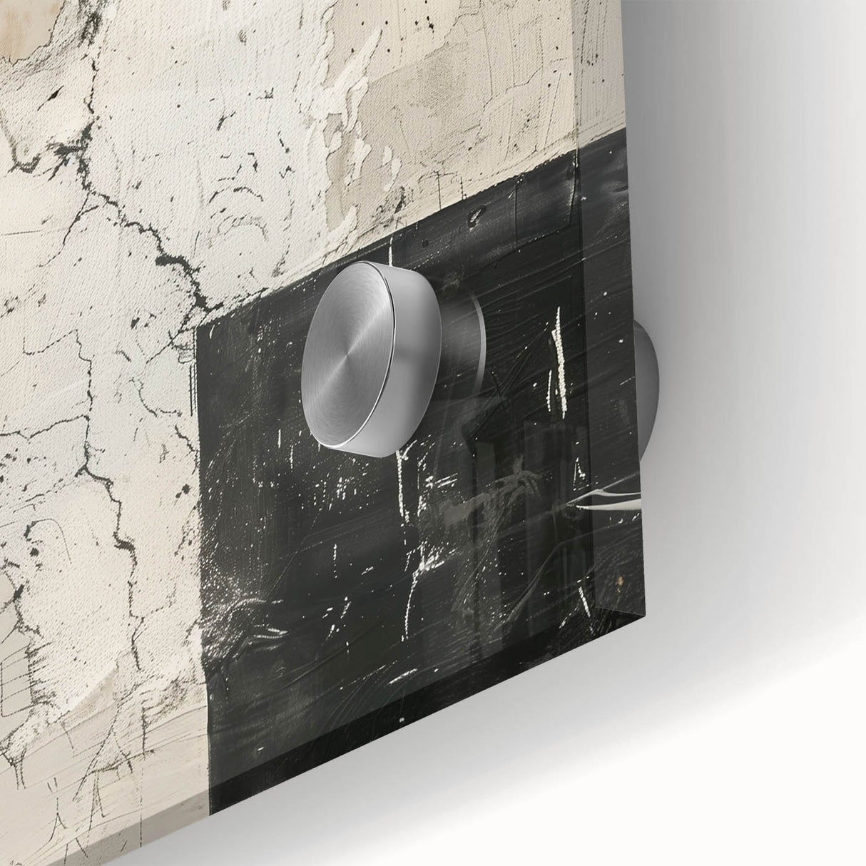 Mid Century Modern Abstract Art - Black and White Minimalist Textured Decor
