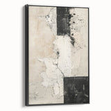 Mid Century Modern Abstract Art - Black and White Minimalist Textured Decor