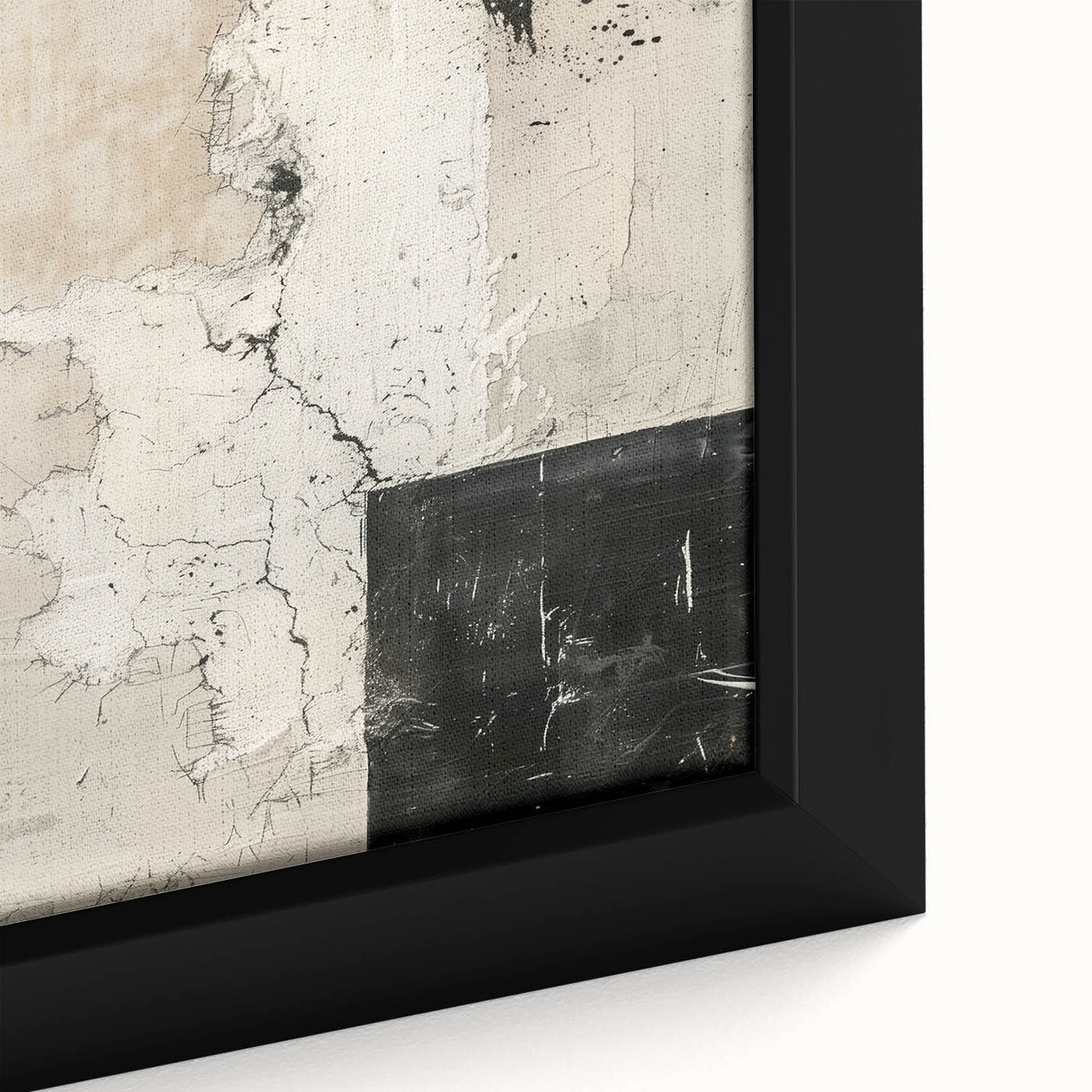 Mid Century Modern Abstract Art - Black and White Minimalist Textured Decor