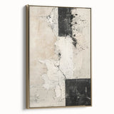 Mid Century Modern Abstract Art - Black and White Minimalist Textured Decor