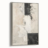 Mid Century Modern Abstract Art - Black and White Minimalist Textured Decor