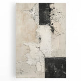 Mid Century Modern Abstract Art - Black and White Minimalist Textured Decor