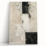 Mid Century Modern Abstract Art - Black and White Minimalist Textured Decor