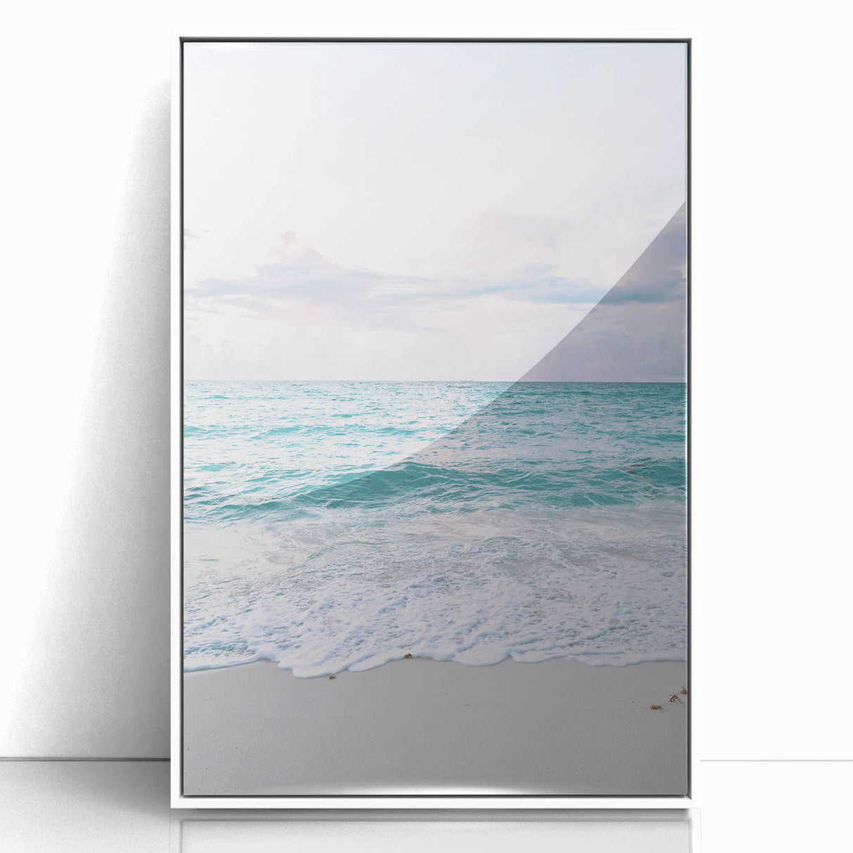 Art deco poster featuring geometric shapes in pastel colors on white acrylic, ideal for nursery wall art.