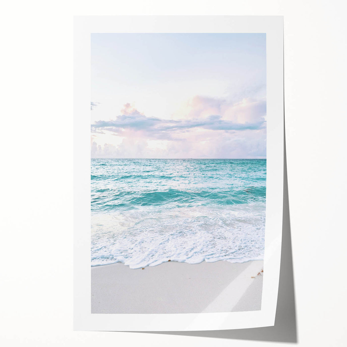 Extra large rolled canvas print featuring a floral design in pastel shades.