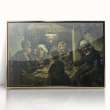 Art deco poster of Van Gogh painting in gold frame, featuring muted colors, ideal for modern art wall decor in a nursery.