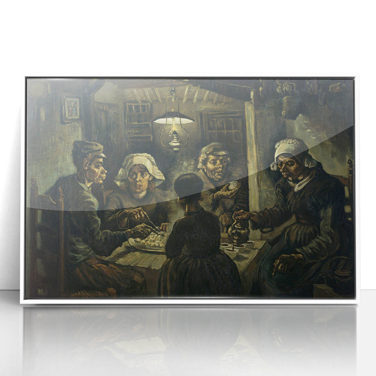Mid-century modernist art depicting Van Gogh in a framed acrylic, with vibrant hues, ideal for nursery wall art.