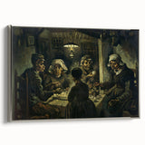 Framed canvas of a Van Gogh landscape painting with colorful art on a black background, ideal for living room decor.