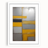 Abstract strokes wall art framed in white with a mat, showcasing vibrant colors and dynamic shapes, perfect for modern home decor and artistic expression.