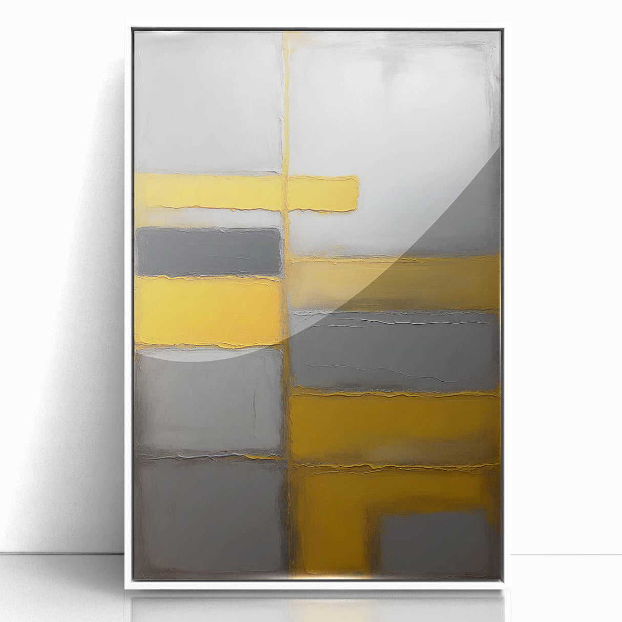 Framed abstract wall art featuring dynamic strokes in vibrant colors on a white background, adding a modern touch to home decor. Perfect for contemporary interiors.