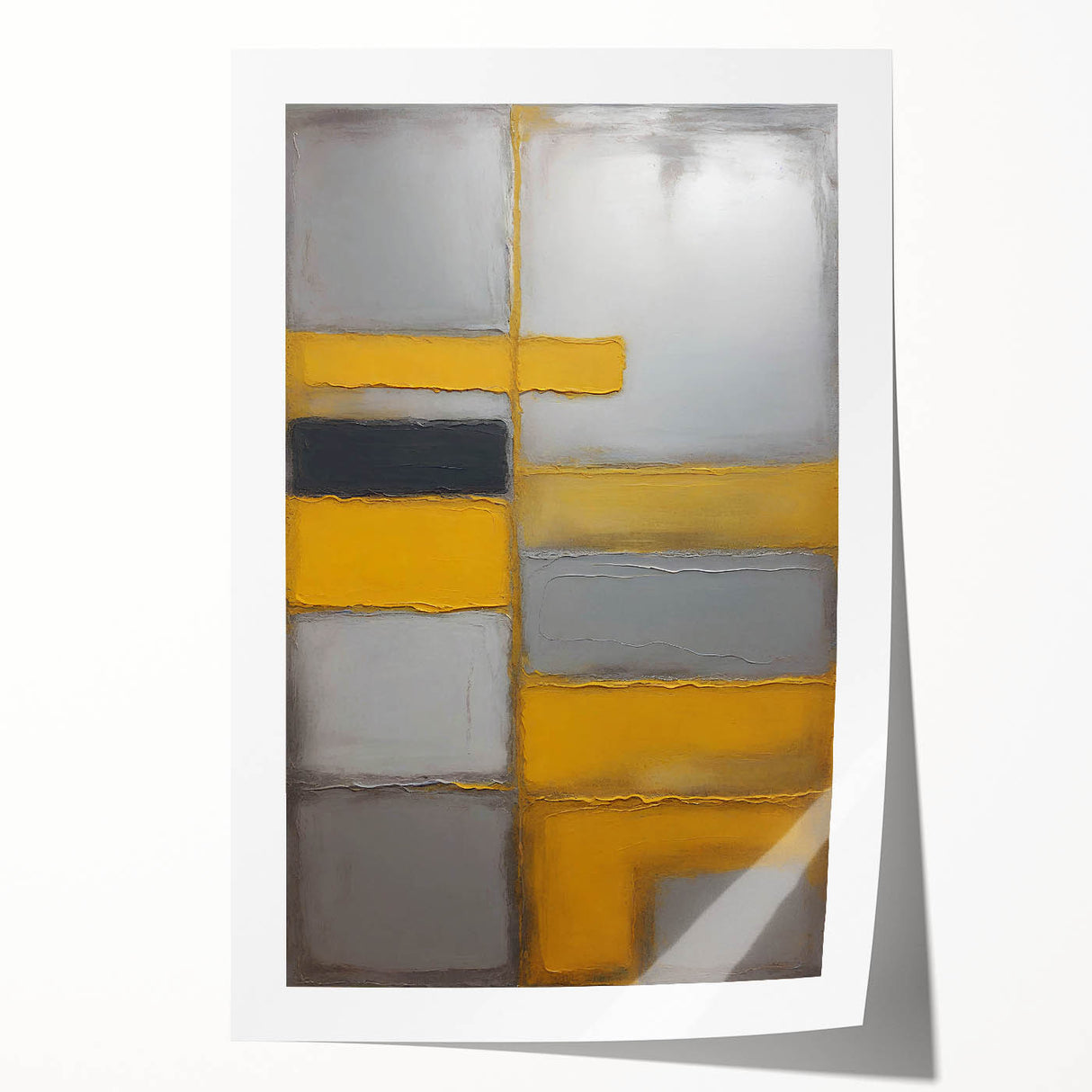 Abstract wall art print showcasing vibrant, flowing strokes in shades of blue, orange, and white, ideal for modern decor. Perfect for elevating living spaces.