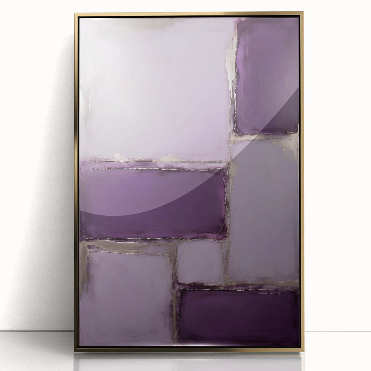 Framed abstract wall art featuring bold gold strokes on a white background, enhancing modern decor. Perfect for adding elegance to living spaces.