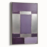 Framed abstract strokes wall art in silver, showcasing vibrant colors and dynamic shapes, perfect for modern home decor. Side view highlights the sleek frame design.