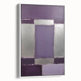 Framed abstract wall art showcasing dynamic strokes in shades of blue, pink, and gold, enhancing modern decor with its elegant design and side profile view.