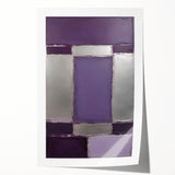 Abstract wall art print featuring vibrant strokes in shades of blue, pink, and gold, rolled and ready for display, adding a modern touch to any decor.