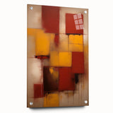 Abstract strokes wall art displayed in a side view, showcasing vibrant colors and acrylic glass finish, secured with decorative pins for a modern aesthetic.